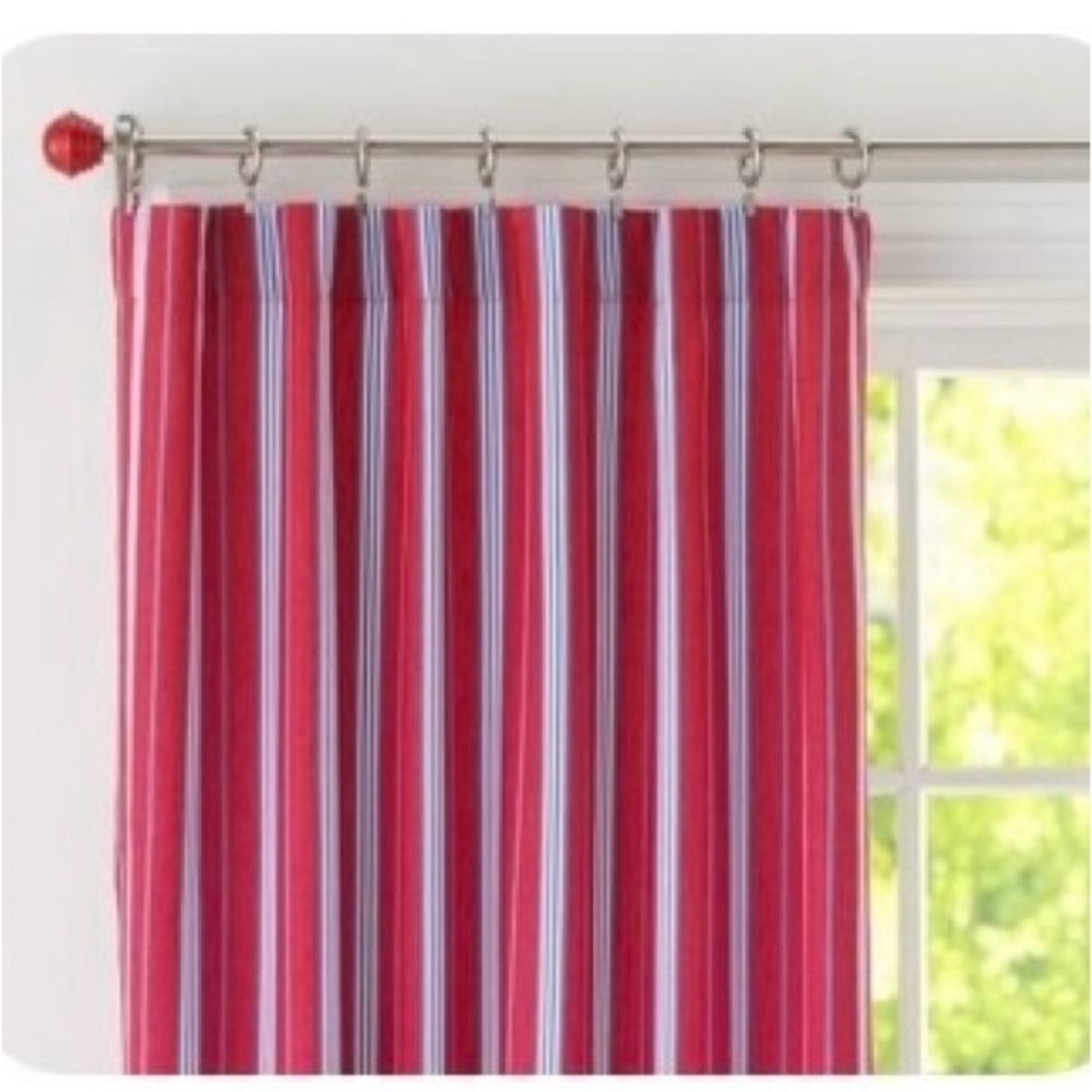 Pottery Barn Kids Set Of 2 Red White Blue Stripe Nautical Theme Curtain Panels